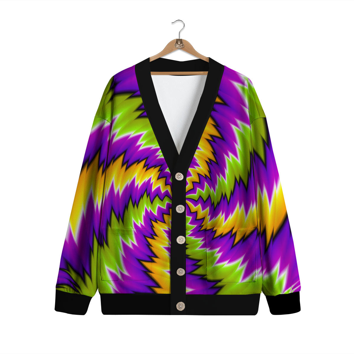 Moving Optical Illusion Dizzy Vortex Cardigan-grizzshop