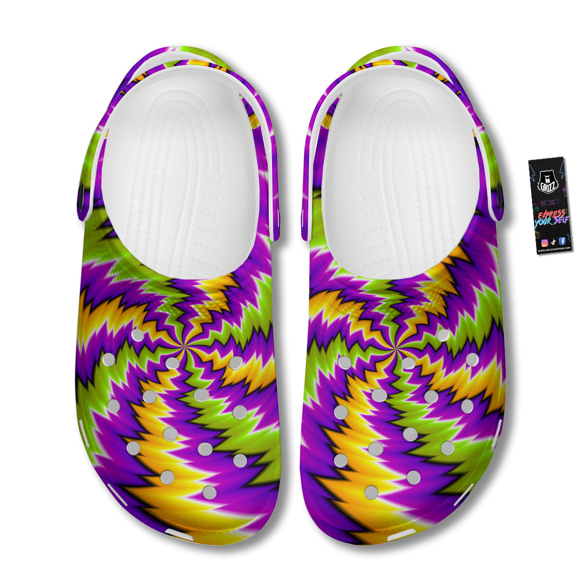 Moving Optical Illusion Dizzy Vortex Clog-grizzshop