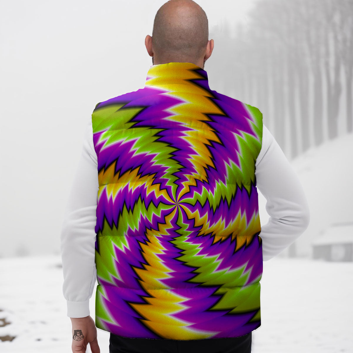 Moving Optical Illusion Dizzy Vortex Down Vest-grizzshop