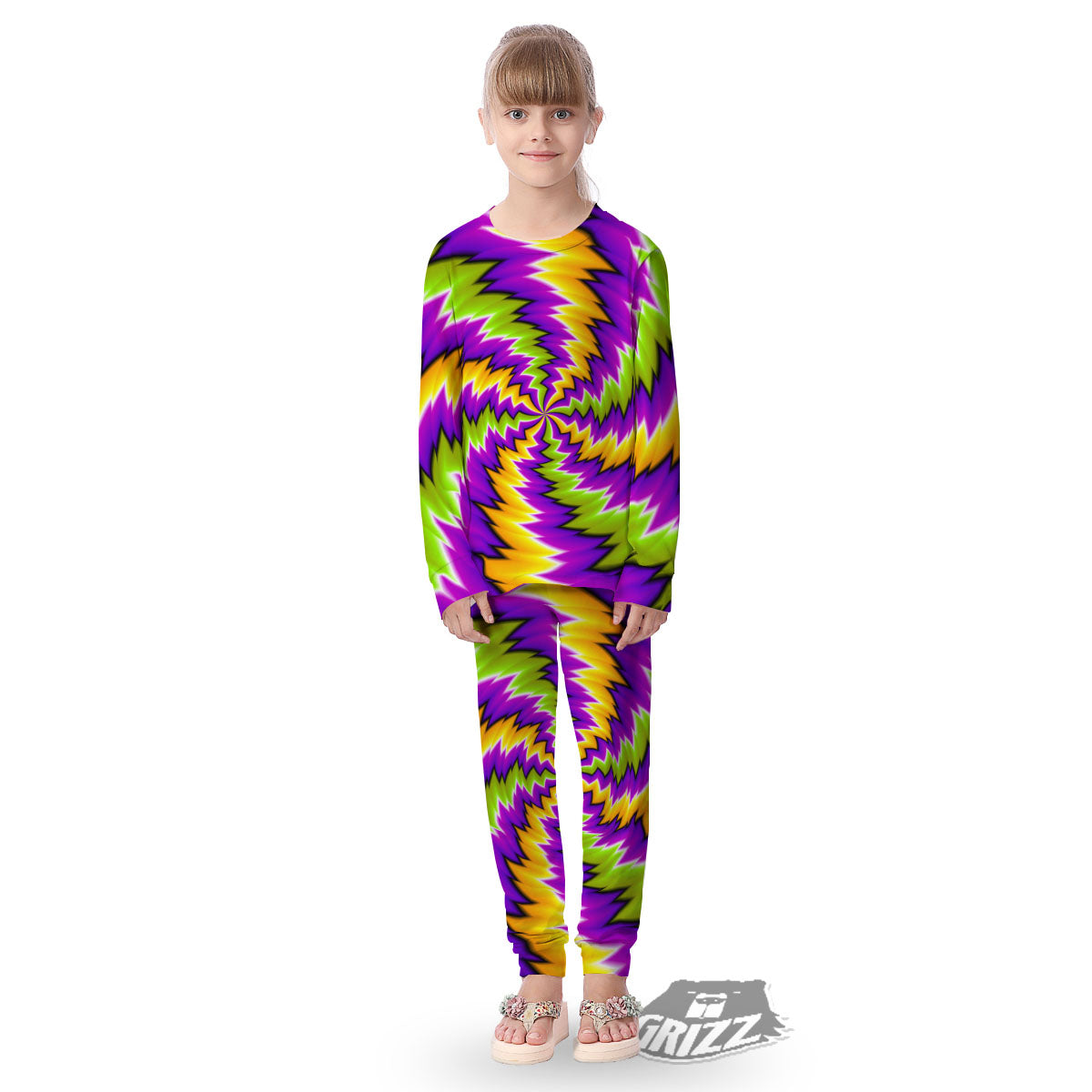 Moving Optical Illusion Dizzy Vortex Kid's Pajamas-grizzshop