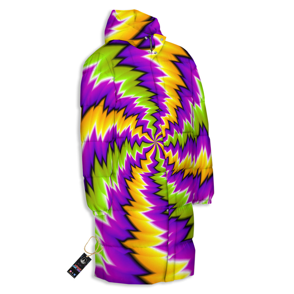 Moving Optical Illusion Dizzy Vortex Long Down Jacket-grizzshop