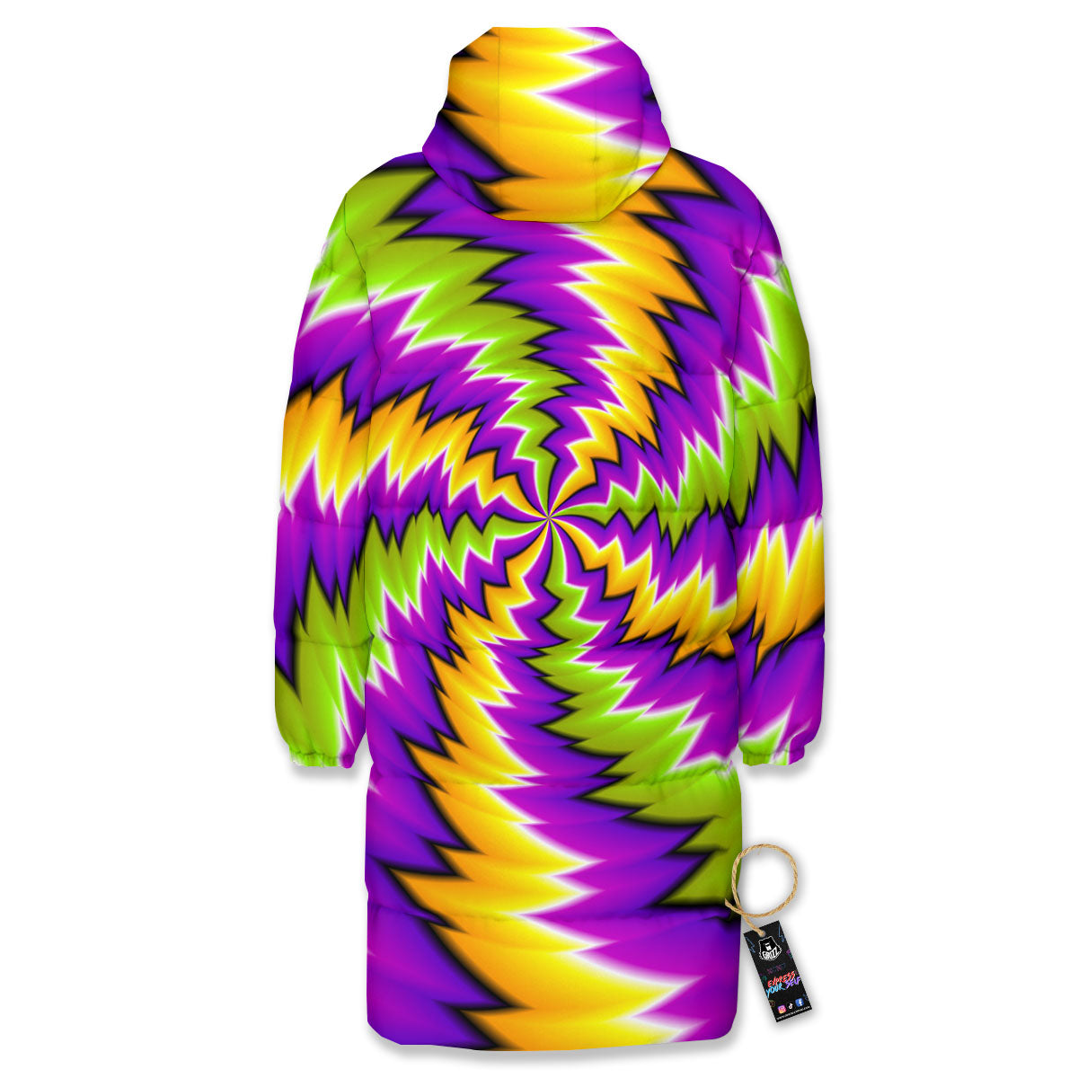 Moving Optical Illusion Dizzy Vortex Long Down Jacket-grizzshop