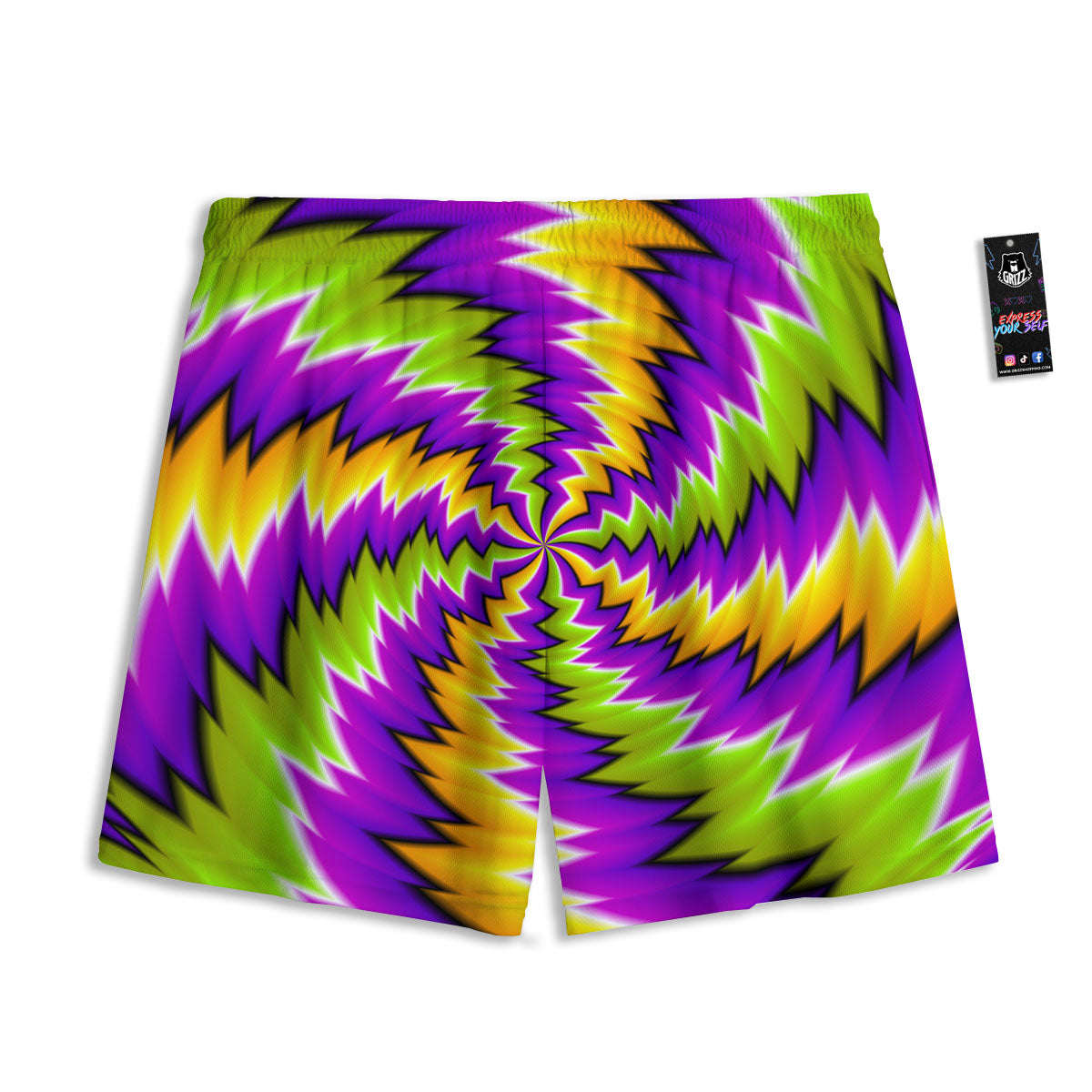 Moving Optical Illusion Dizzy Vortex Mesh Shorts-grizzshop