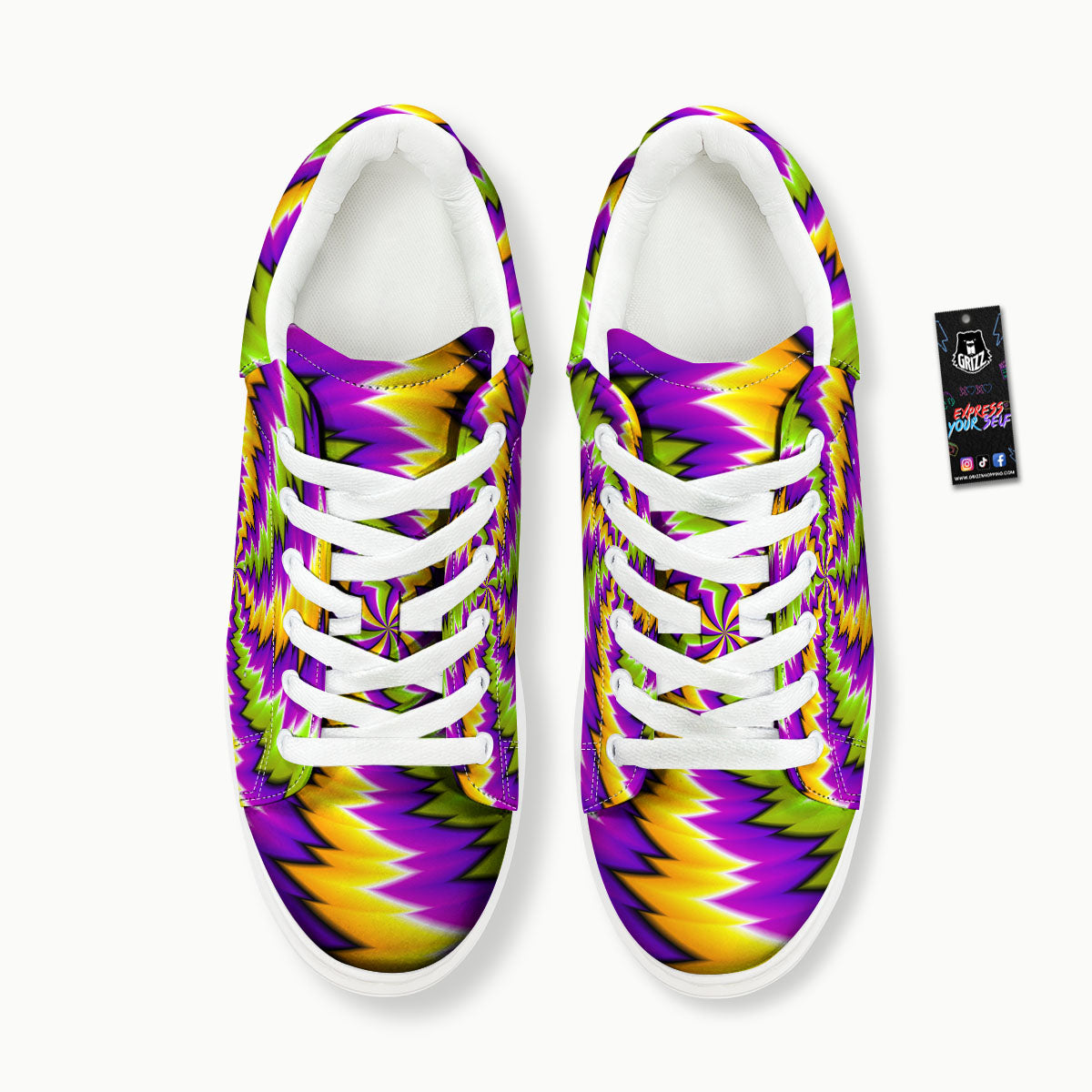 Moving Optical Illusion Dizzy Vortex Platform Shoes-grizzshop