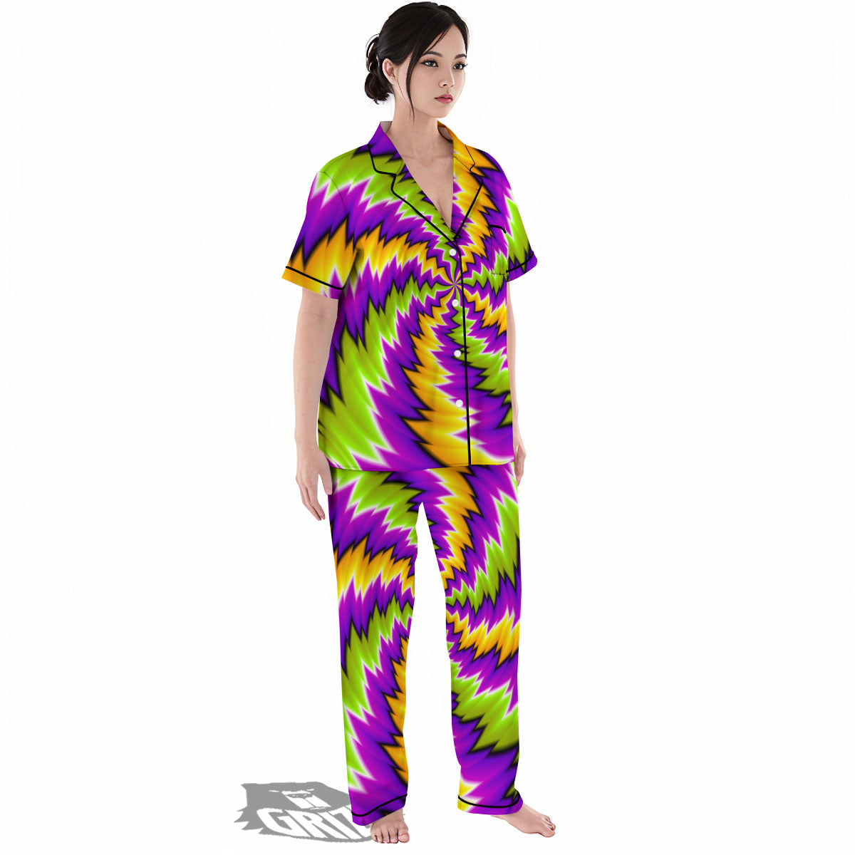 Moving Optical Illusion Dizzy Vortex Women's Pajamas Set-grizzshop