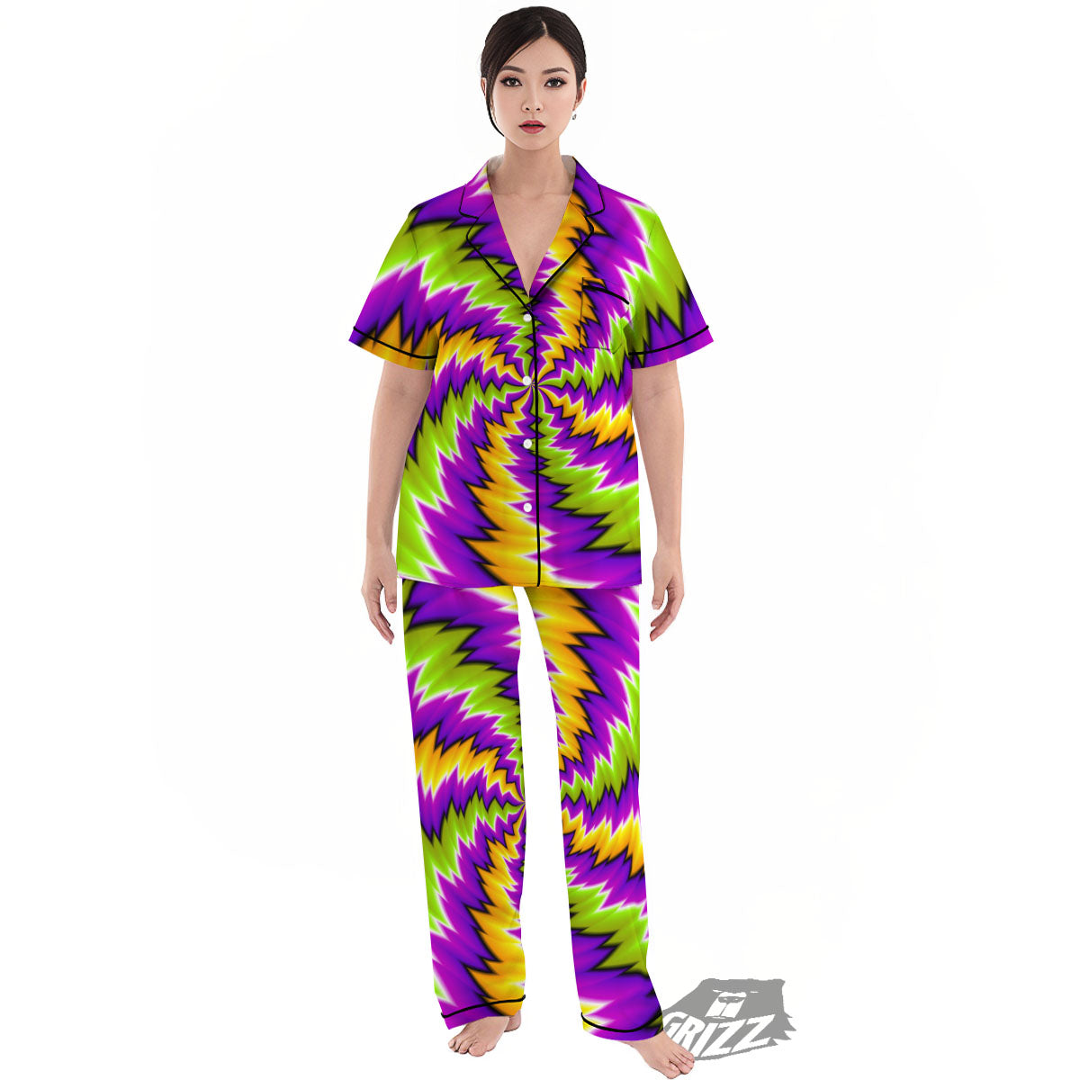 Moving Optical Illusion Dizzy Vortex Women's Pajamas Set-grizzshop