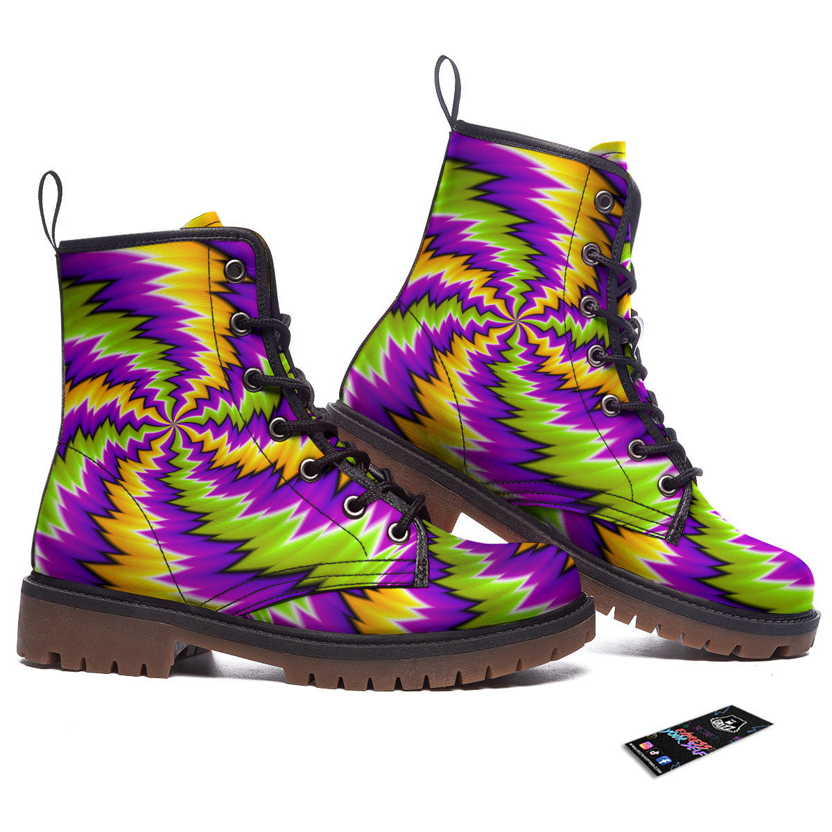 Moving Optical Illusion Dizzy Vortex Work Boots-grizzshop