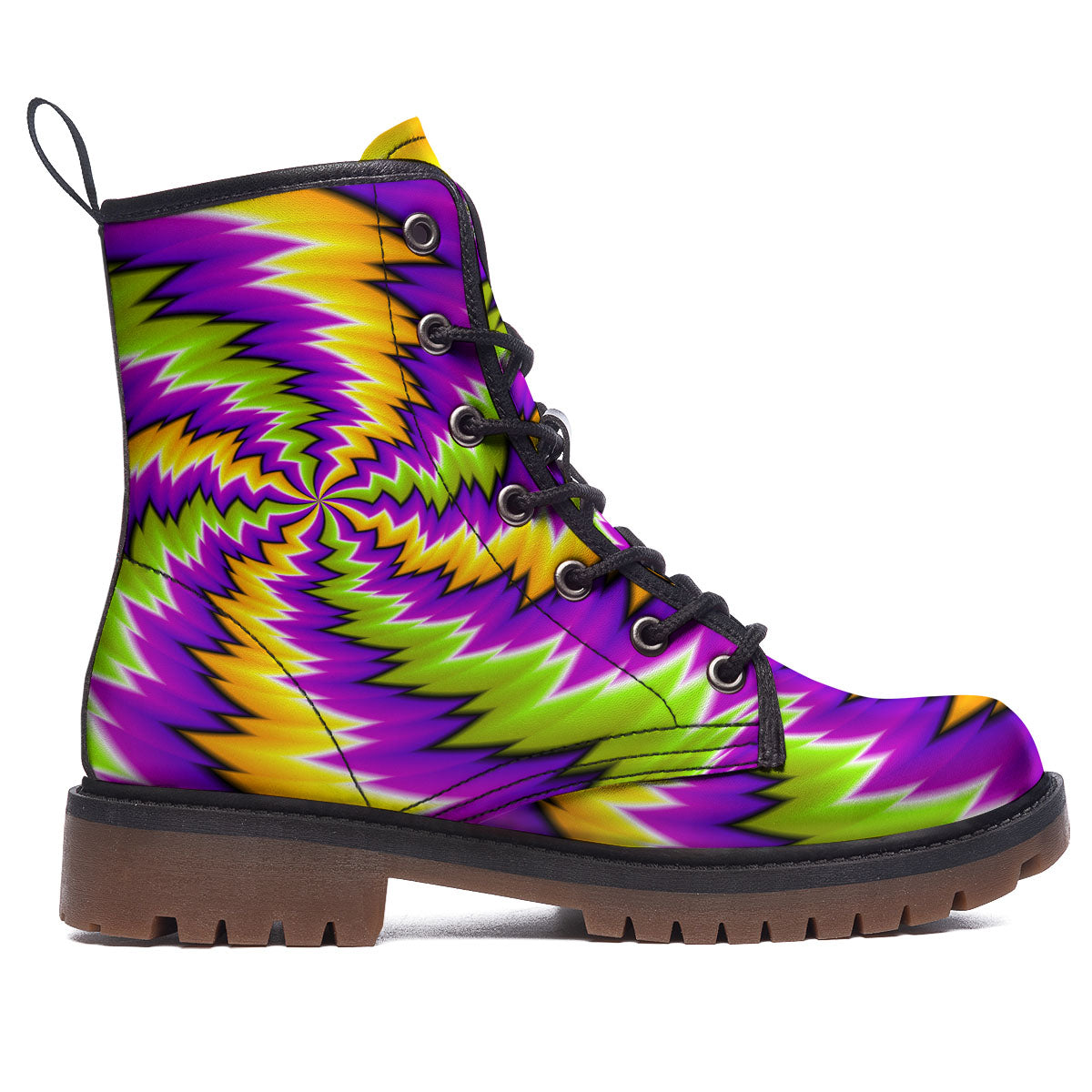 Moving Optical Illusion Dizzy Vortex Work Boots-grizzshop