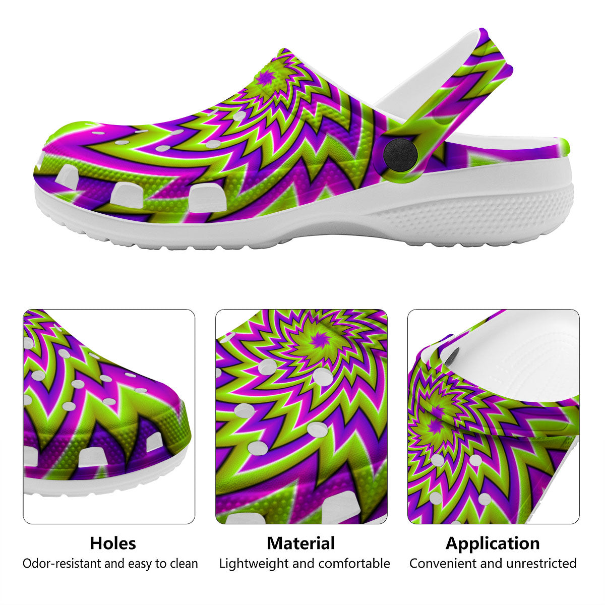 Moving Optical Illusion Green Big Bang Clog-grizzshop