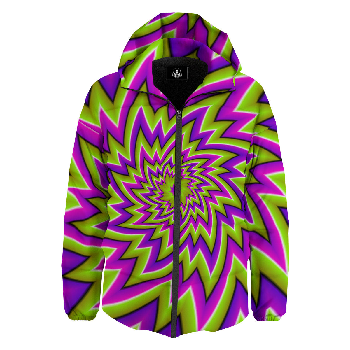 Moving Optical Illusion Green Big Bang Down Jacket-grizzshop