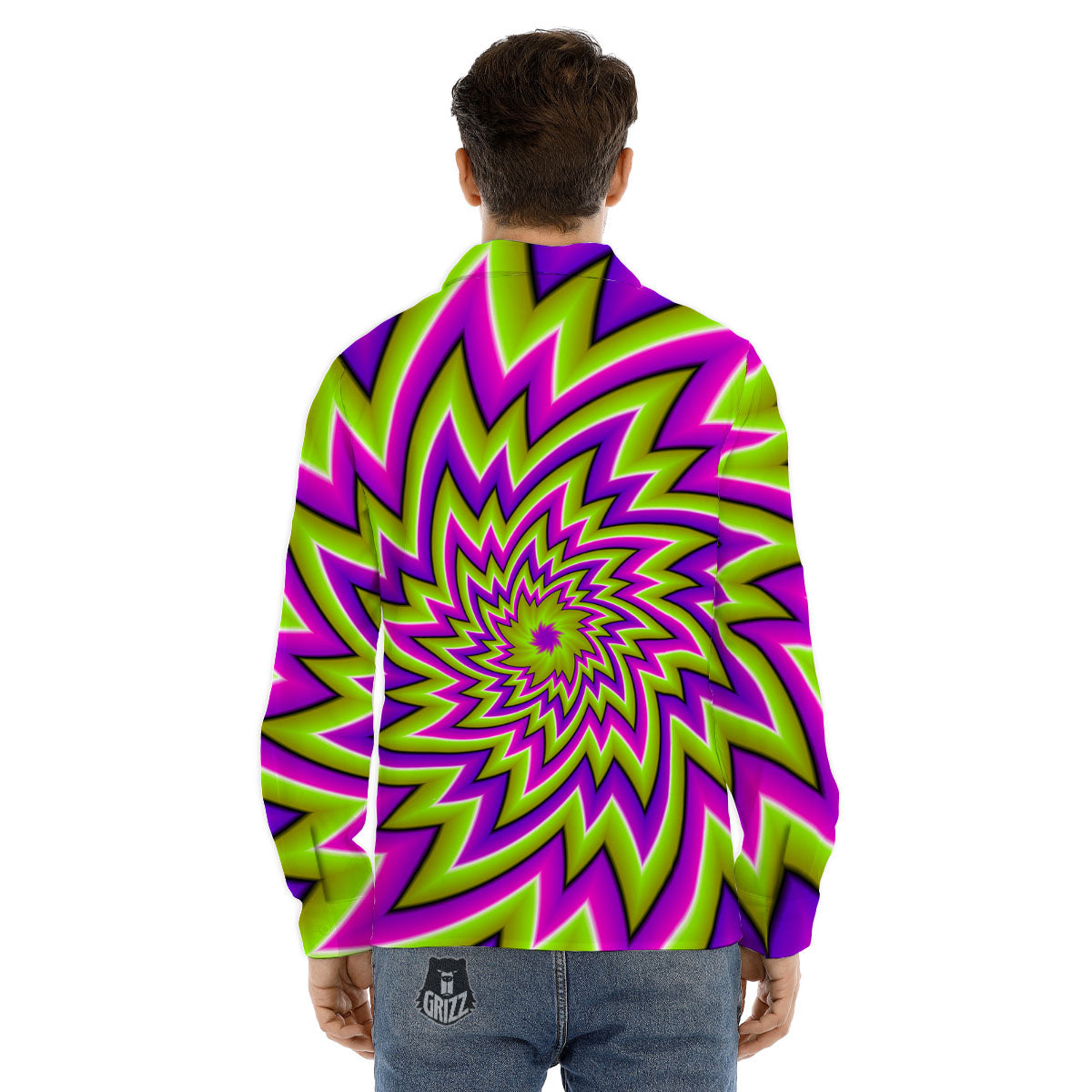 Moving Optical Illusion Green Big Bang Men's Dress Shirts-grizzshop