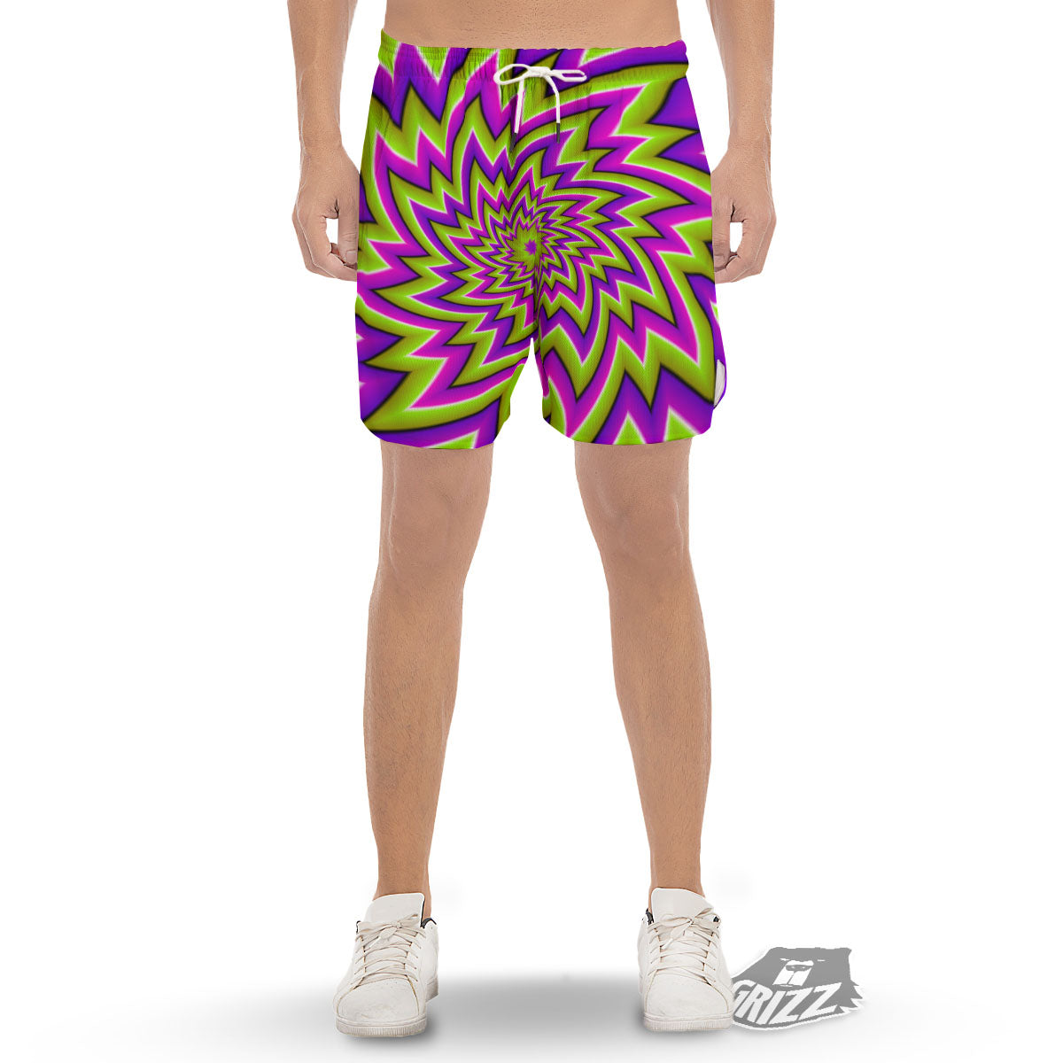 Moving Optical Illusion Green Big Bang Men's Gym Shorts-grizzshop