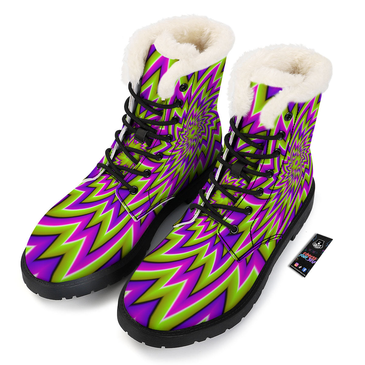 Moving Optical Illusion Green Big Bang Winter Boots-grizzshop