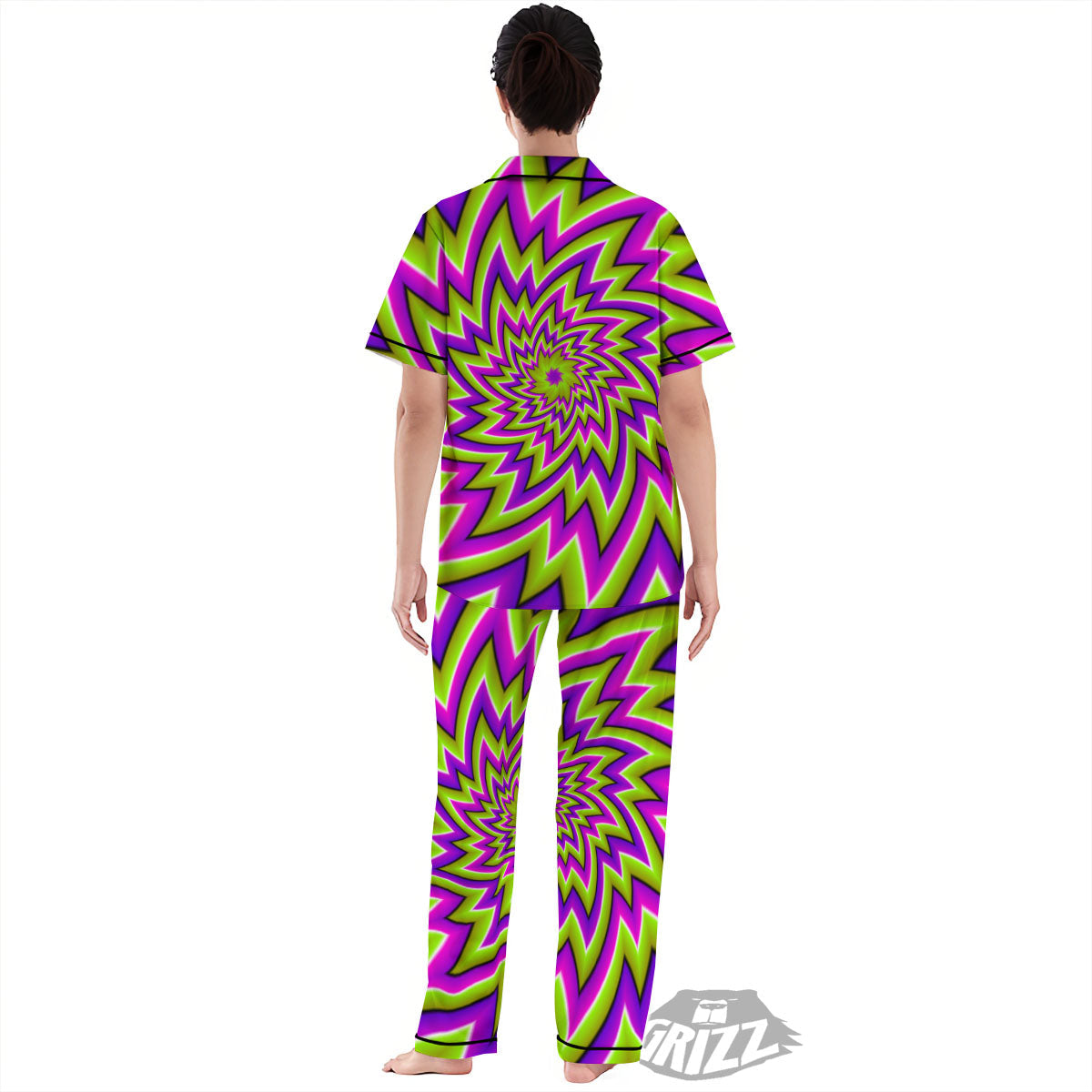 Moving Optical Illusion Green Big Bang Women's Pajamas Set-grizzshop