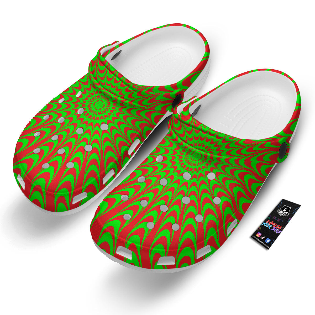 Moving Optical Illusion Green Red Wave Clog-grizzshop