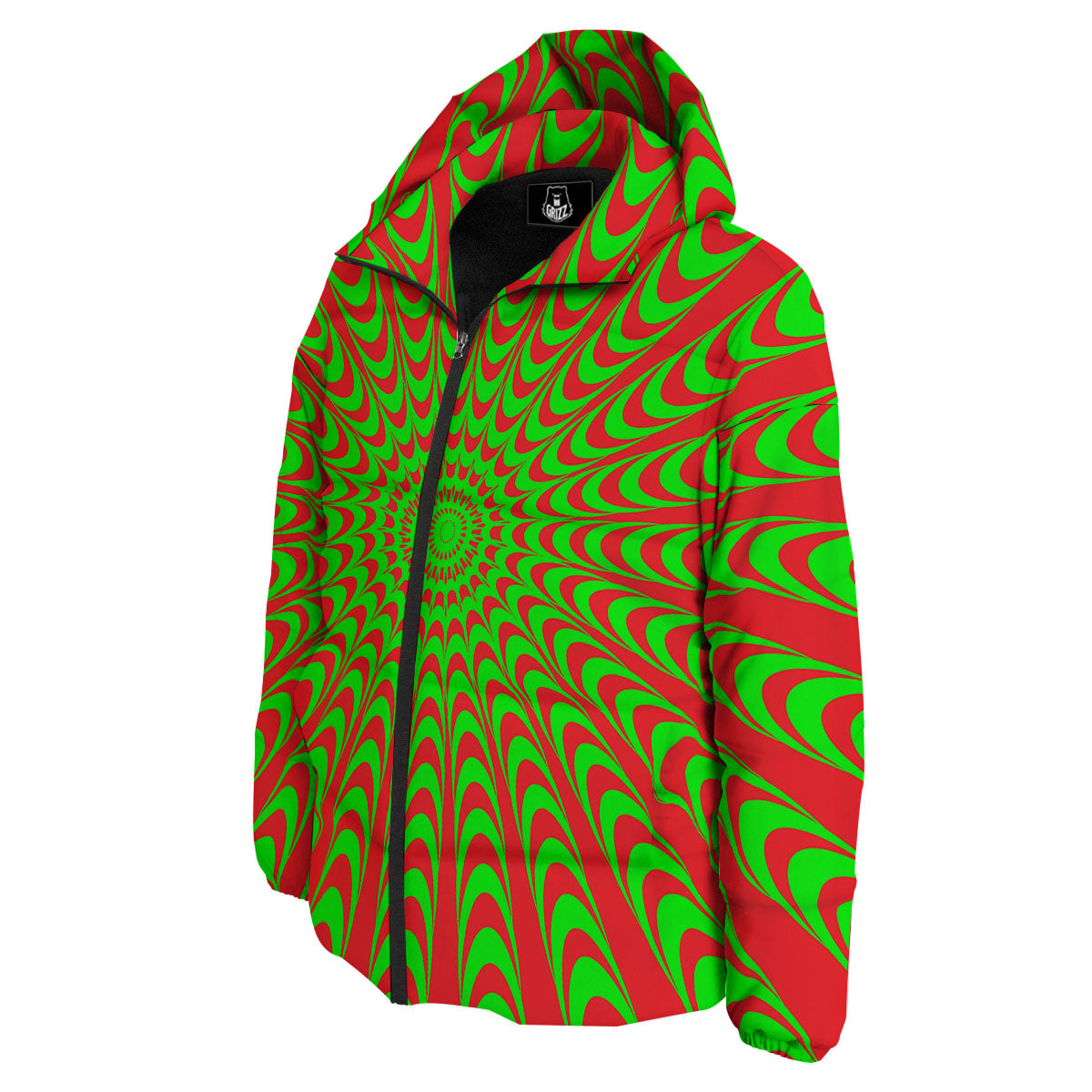Moving Optical Illusion Green Red Wave Down Jacket-grizzshop
