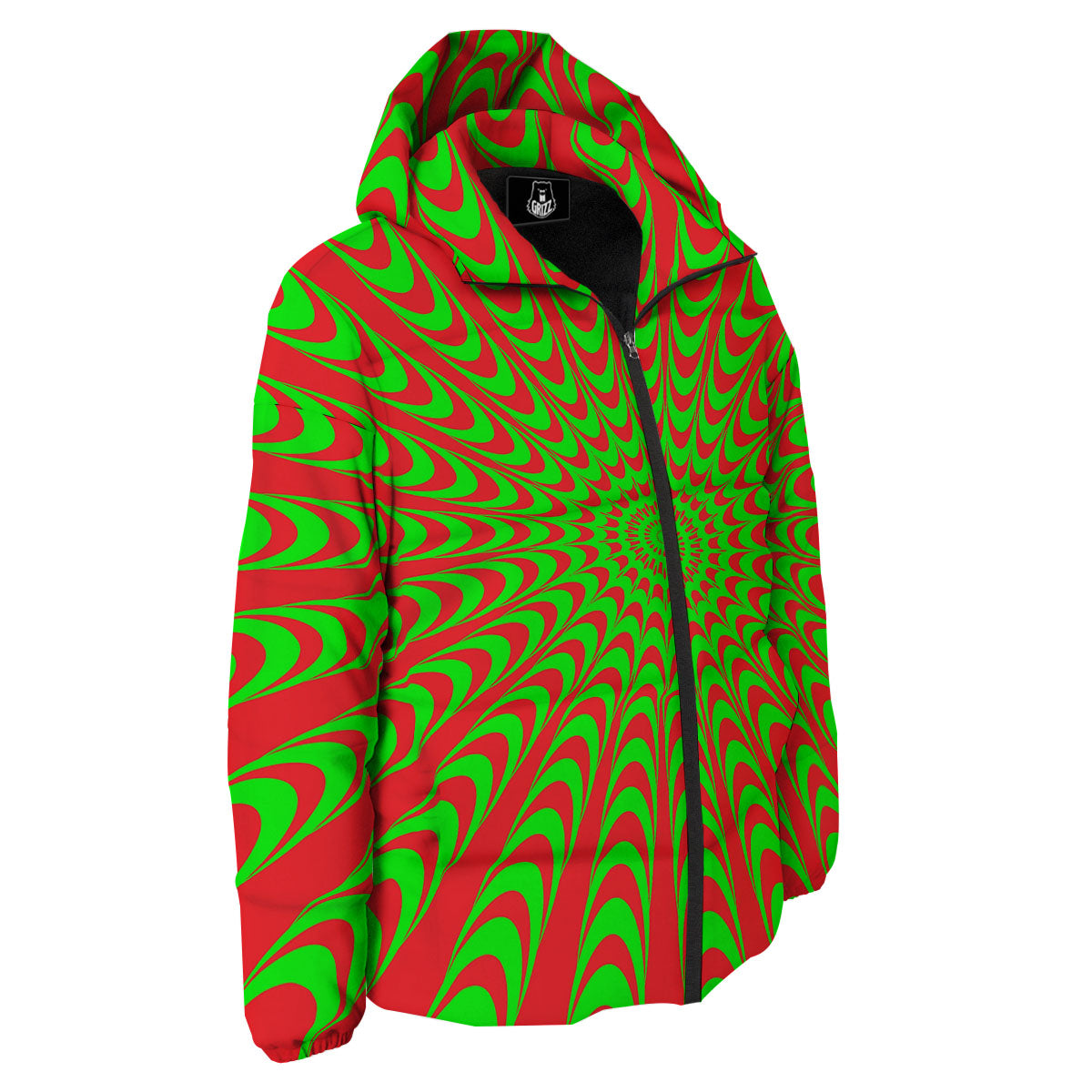 Moving Optical Illusion Green Red Wave Down Jacket-grizzshop