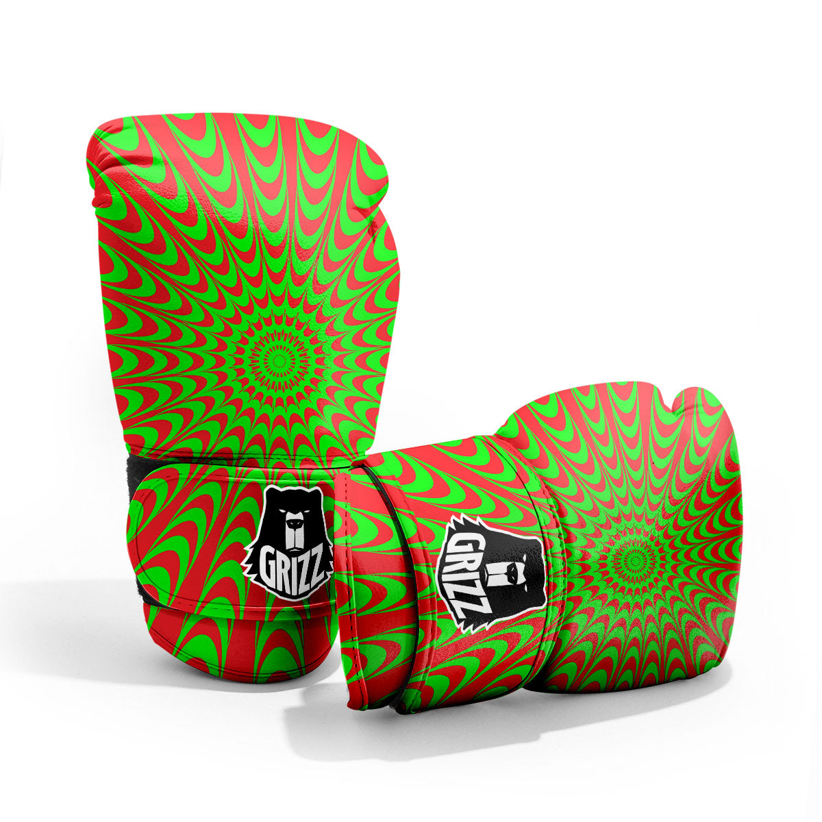 Moving Optical Illusion Green Red Wave Pro Boxing Glove