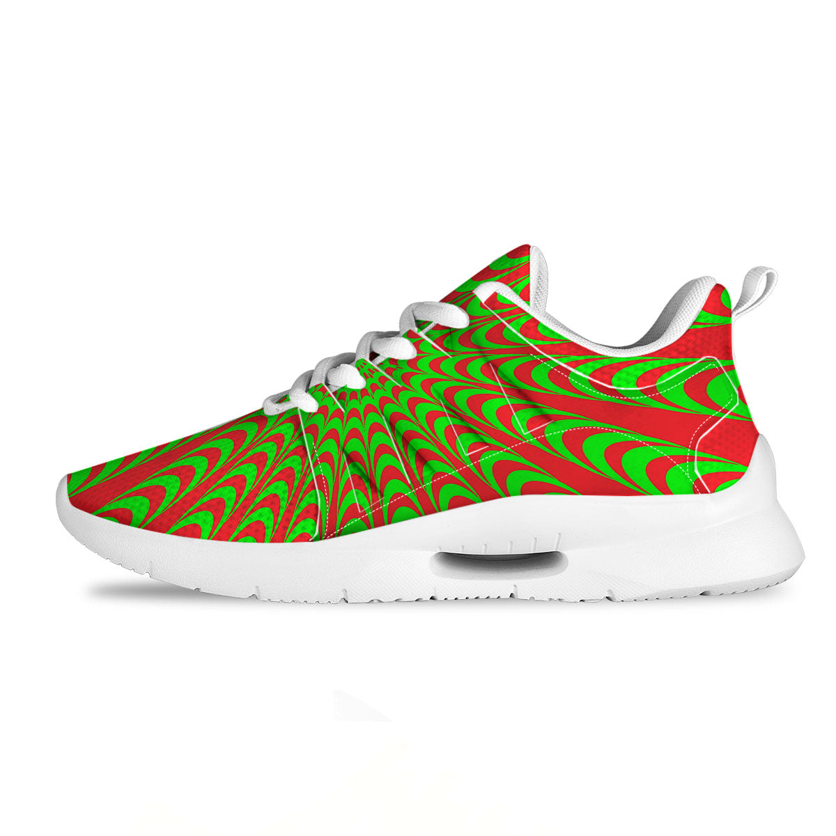 Moving Optical Illusion Green Red Wave Tennis Shoes-grizzshop