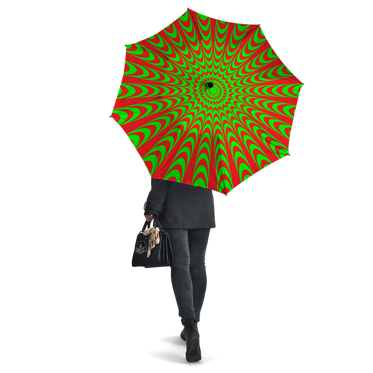 Moving Optical Illusion Green Red Wave Umbrella-grizzshop