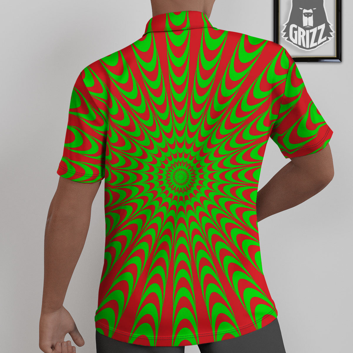 Moving Optical Illusion Green Red Wave Untucked Shirts-grizzshop