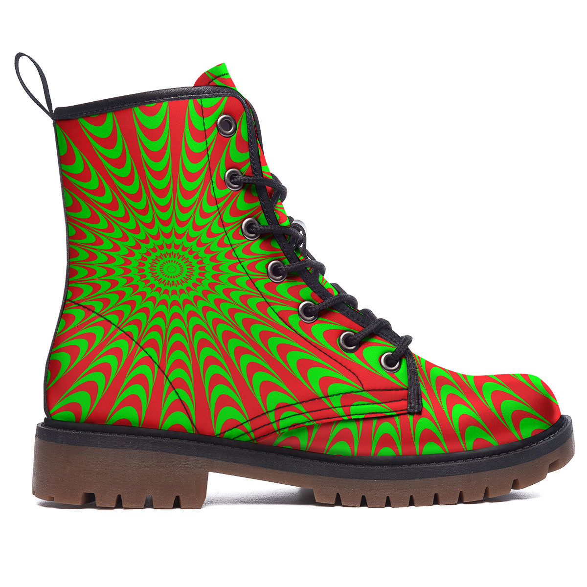Moving Optical Illusion Green Red Wave Work Boots-grizzshop