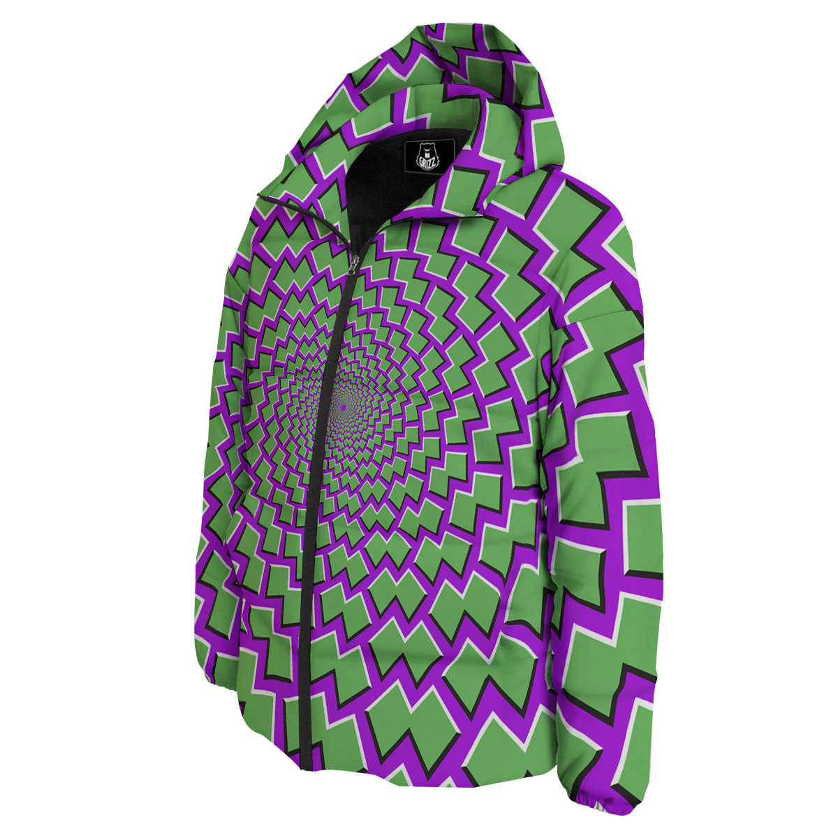 Moving Optical Illusion Green Shapes Down Jacket-grizzshop