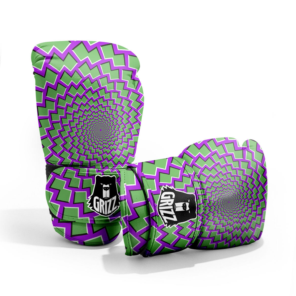 Moving Optical Illusion Green Shapes Pro Boxing Glove