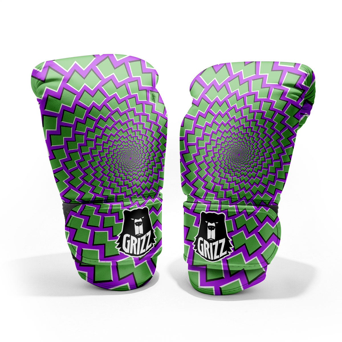 Moving Optical Illusion Green Shapes Pro Boxing Glove