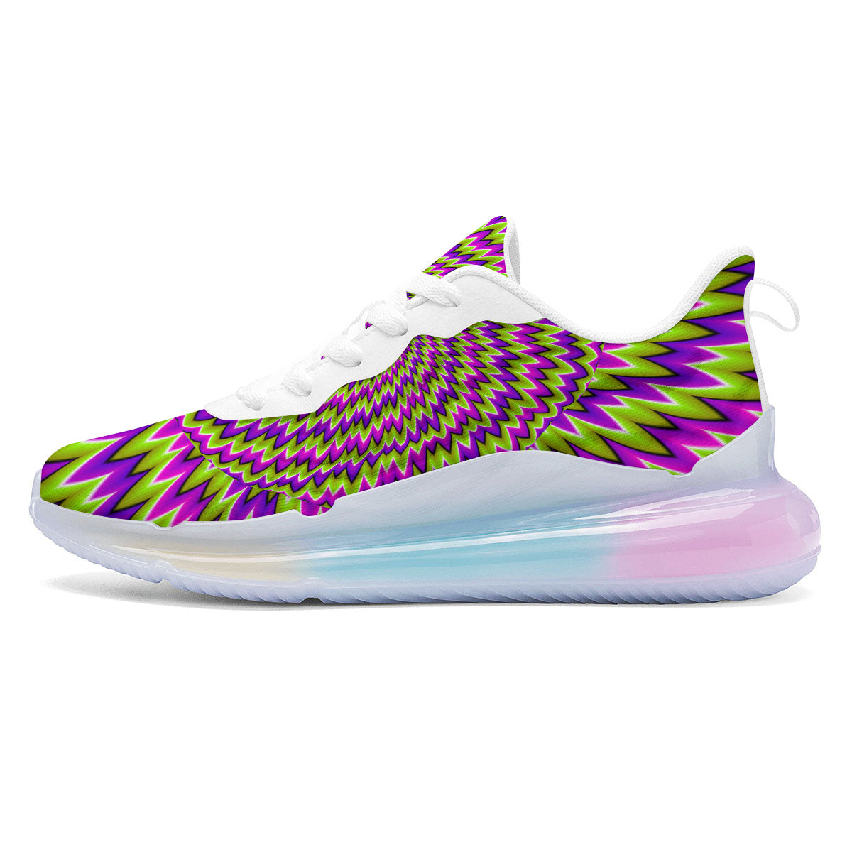 Moving Optical Illusion Green Spiral Running Sneakers-grizzshop