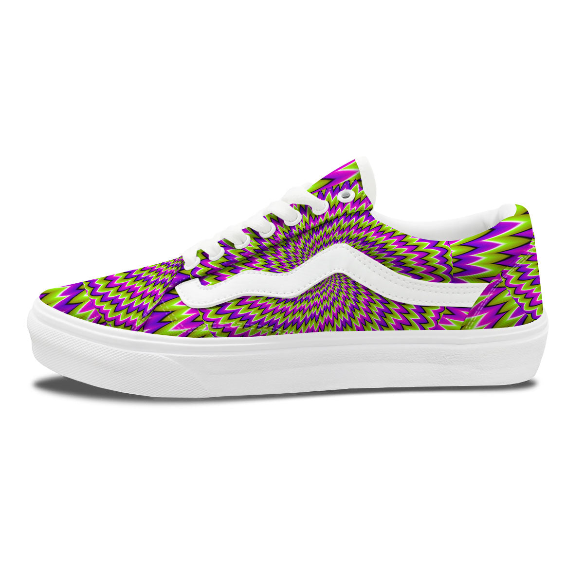Moving Optical Illusion Green Spiral Skate Shoes-grizzshop