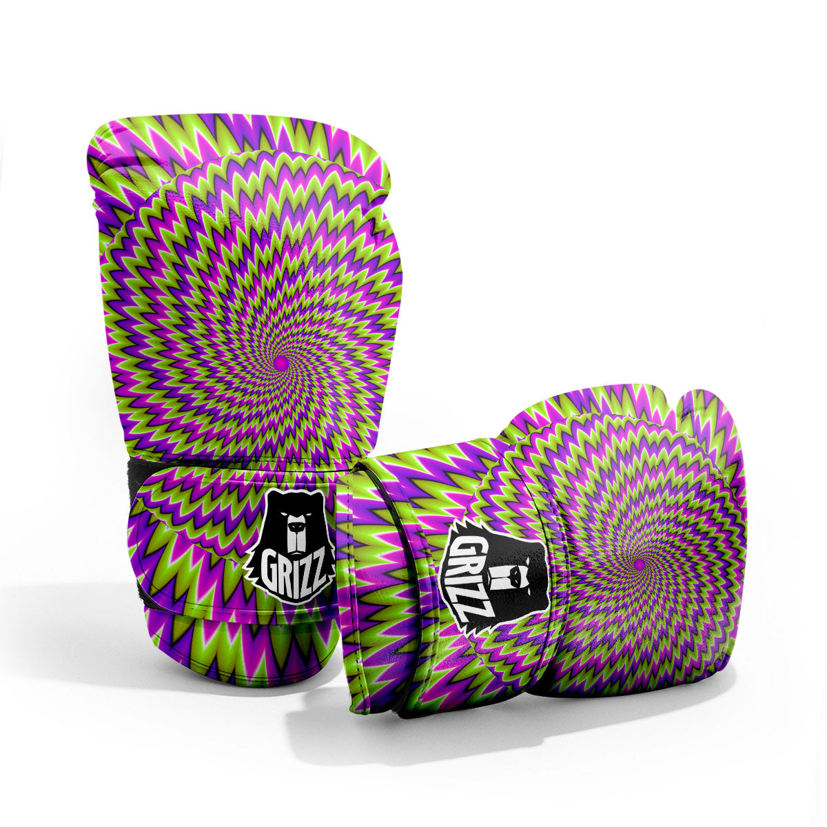 Moving Optical Illusion Green Spiral Pro Boxing Glove