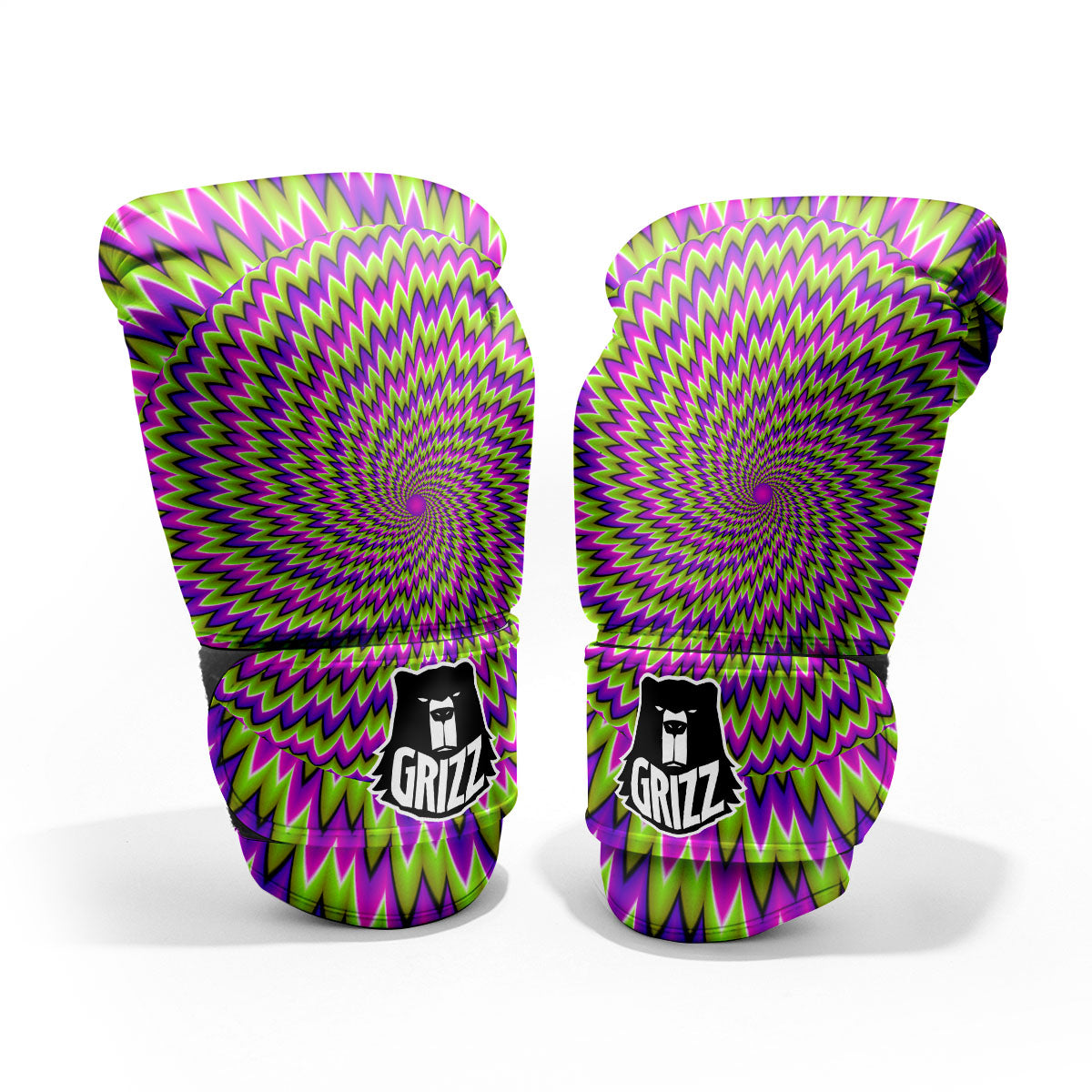 Moving Optical Illusion Green Spiral Pro Boxing Glove