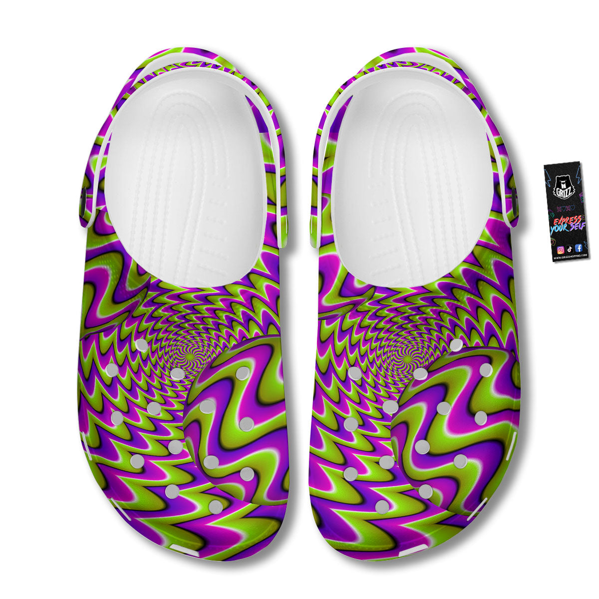Moving Optical Illusion Green Twisted Clog-grizzshop