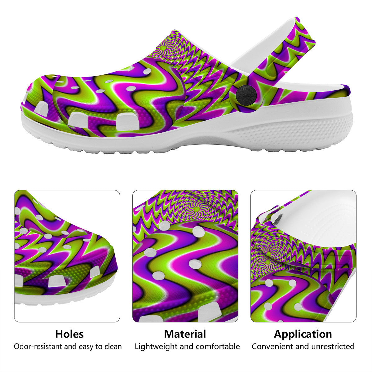 Moving Optical Illusion Green Twisted Clog-grizzshop