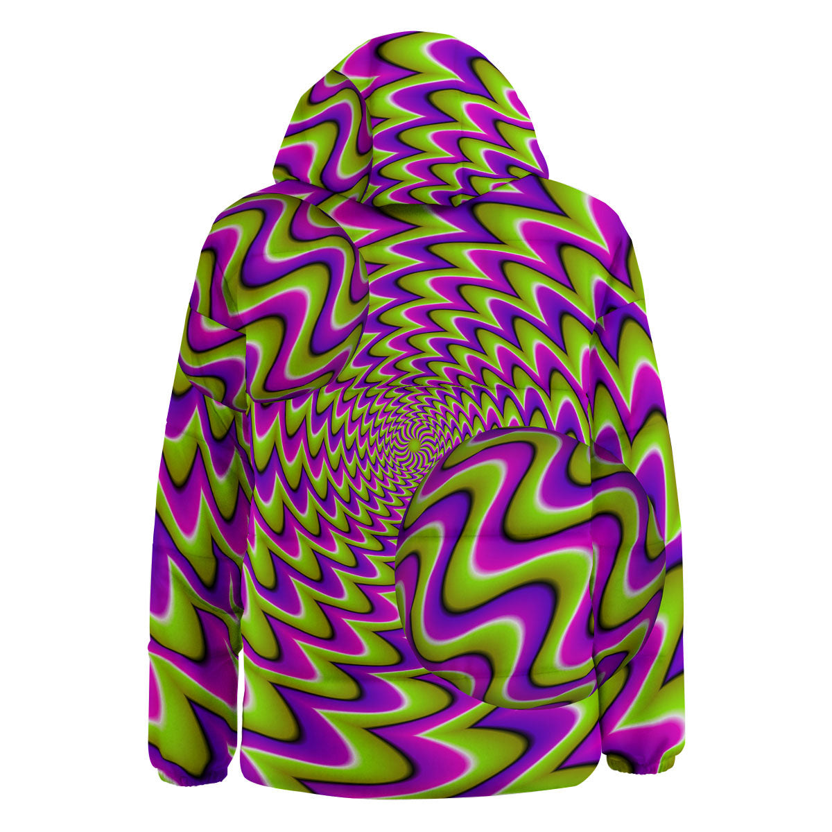 Moving Optical Illusion Green Twisted Down Jacket-grizzshop