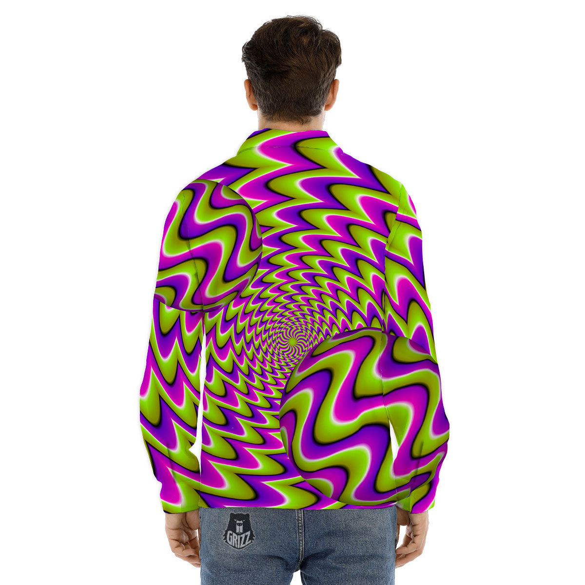 Moving Optical Illusion Green Twisted Men's Dress Shirts-grizzshop