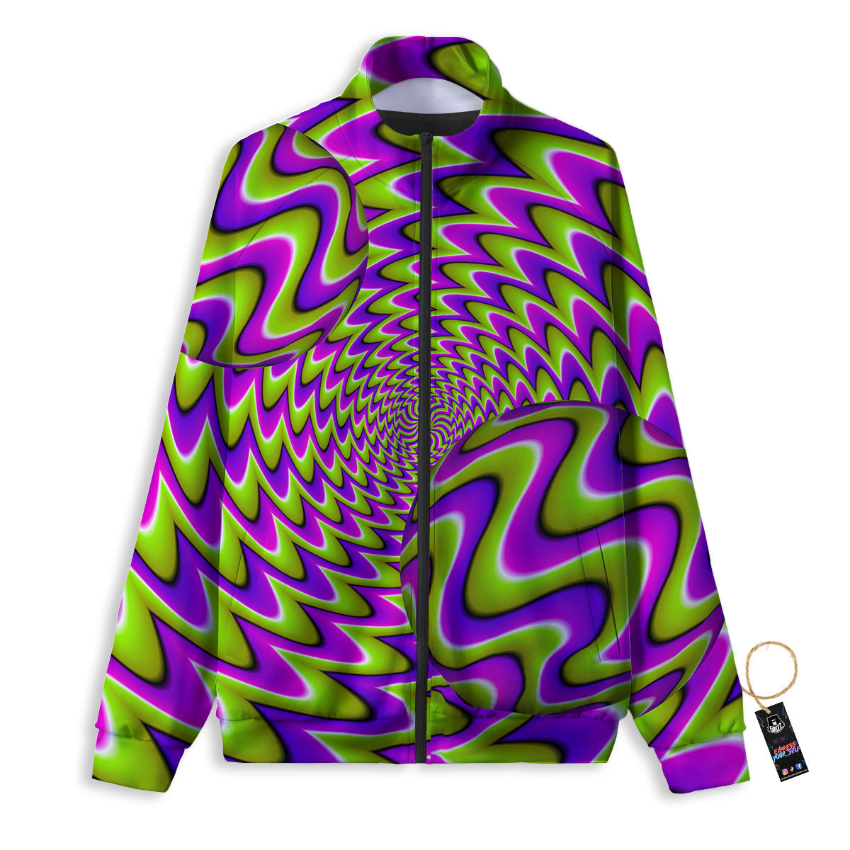 Moving Optical Illusion Green Twisted Track Jacket-grizzshop