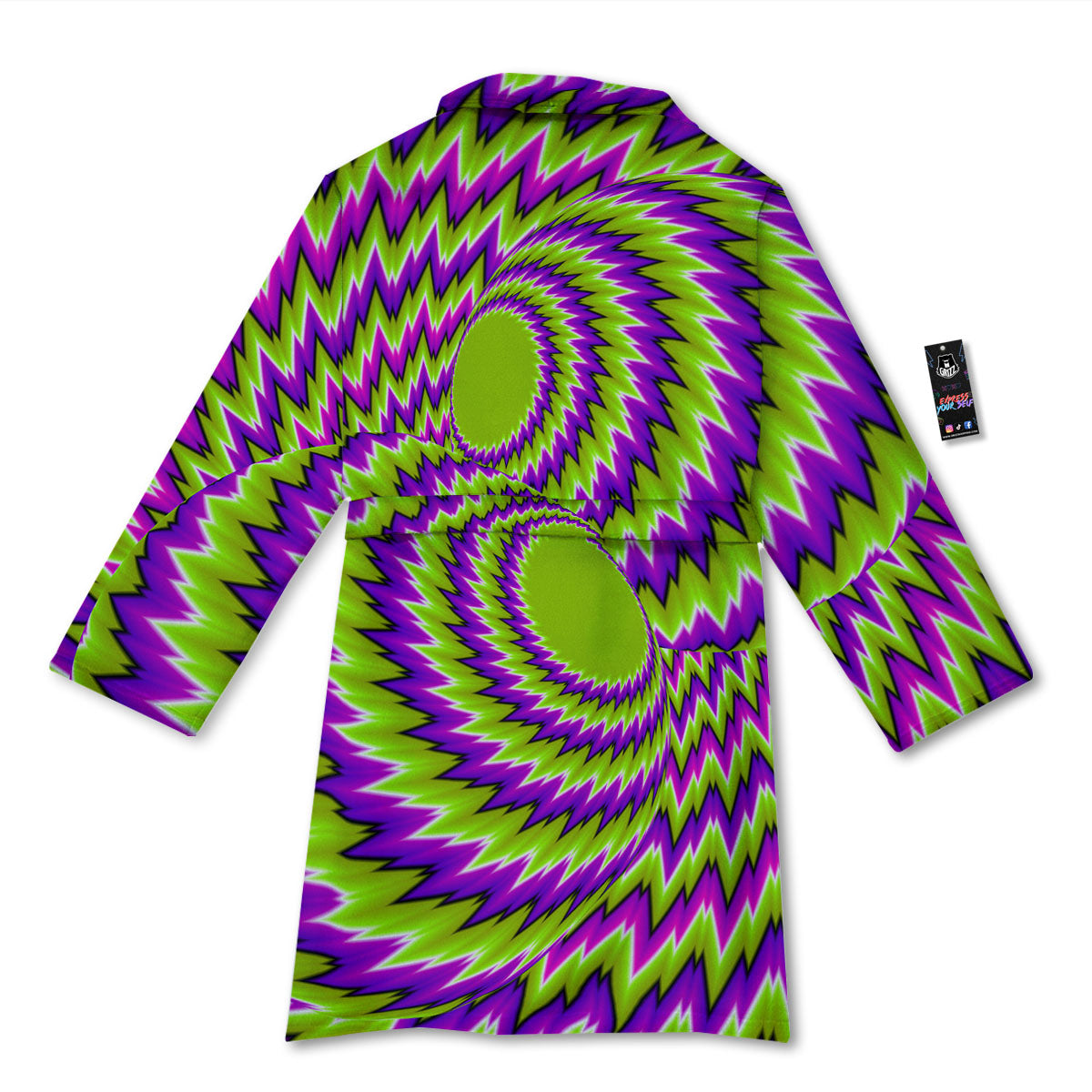 Moving Optical Illusion Green Vortex Bathrobe-grizzshop