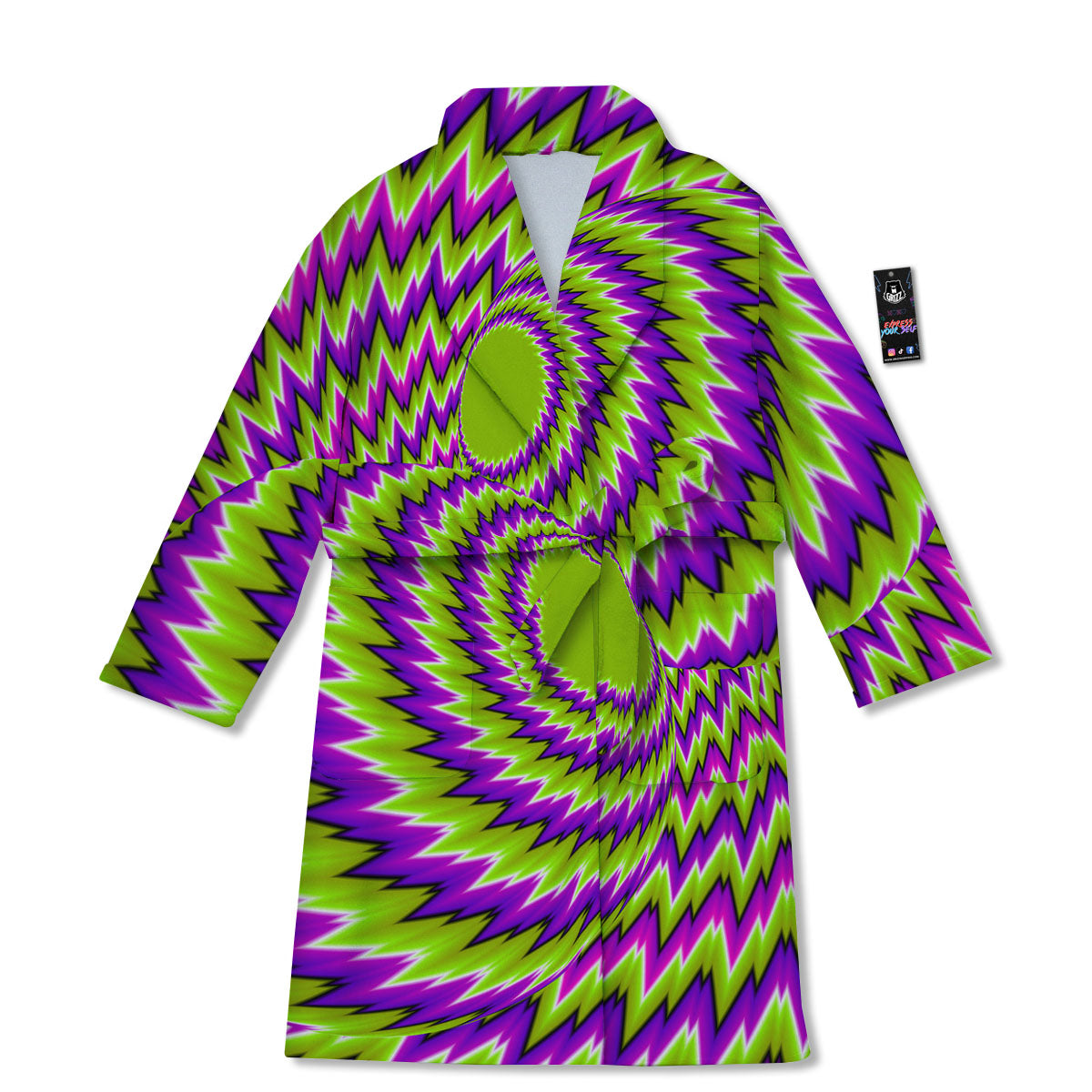 Moving Optical Illusion Green Vortex Bathrobe-grizzshop