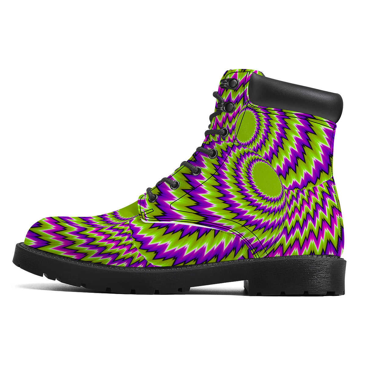 Moving Optical Illusion Green Vortex Boots-grizzshop