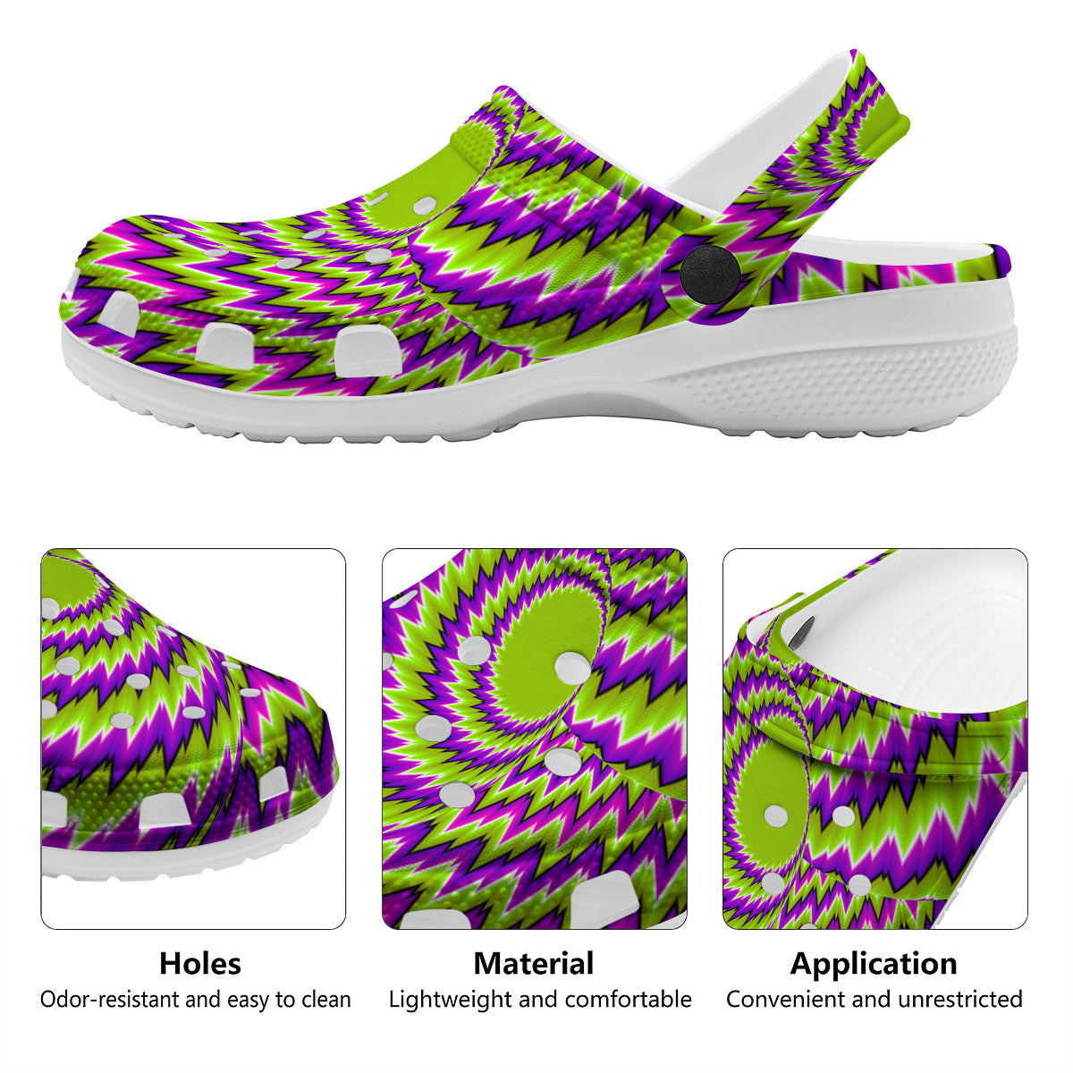 Moving Optical Illusion Green Vortex Clog-grizzshop