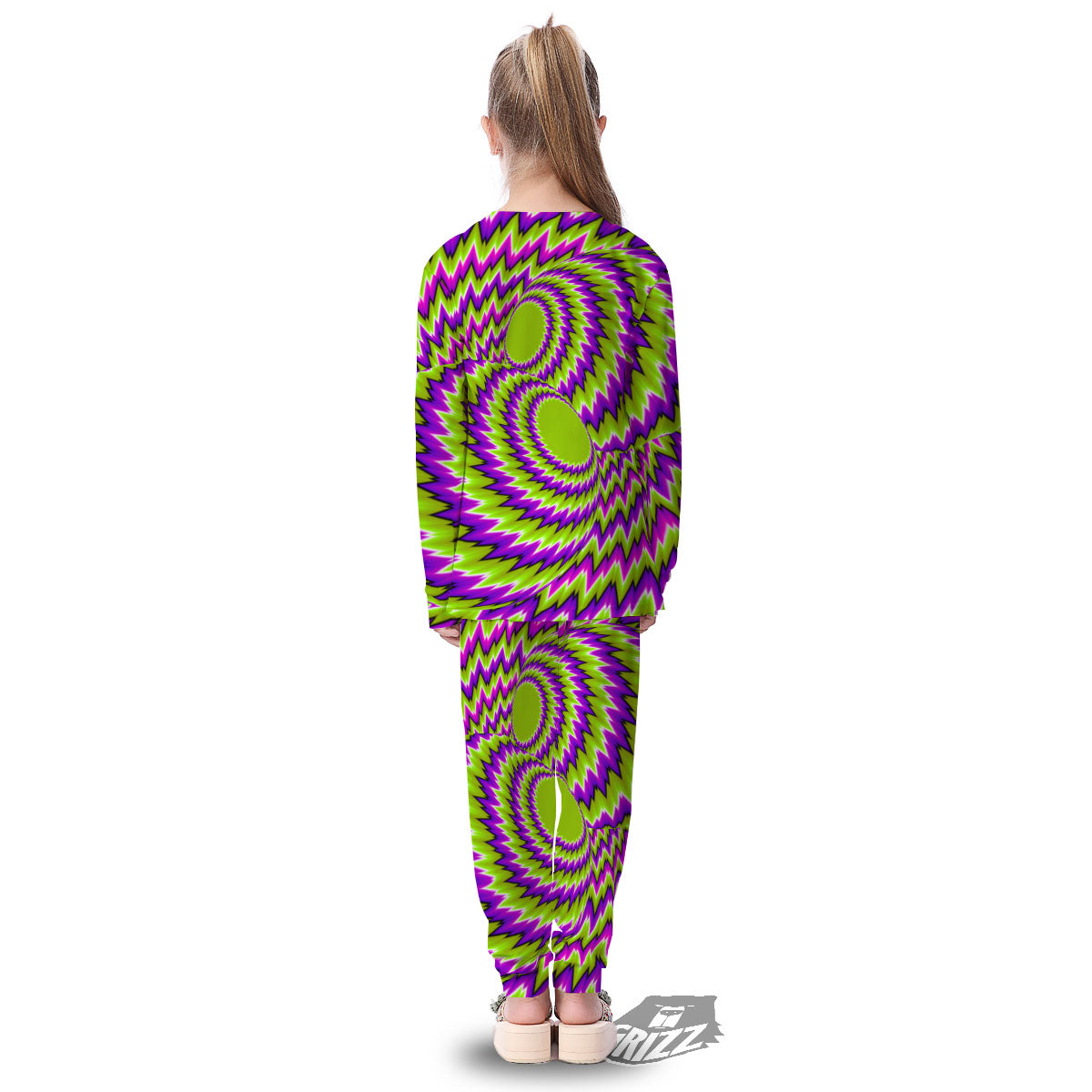 Moving Optical Illusion Green Vortex Kid's Pajamas-grizzshop