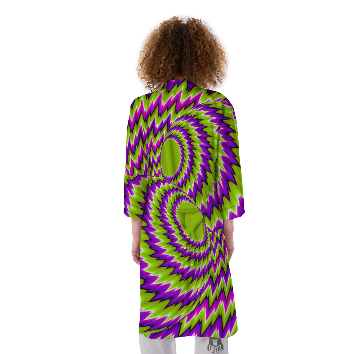 Moving Optical Illusion Green Vortex Kimono-grizzshop