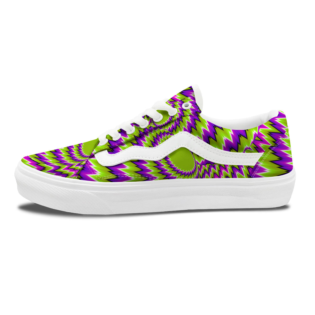 Moving Optical Illusion Green Vortex Skate Shoes-grizzshop