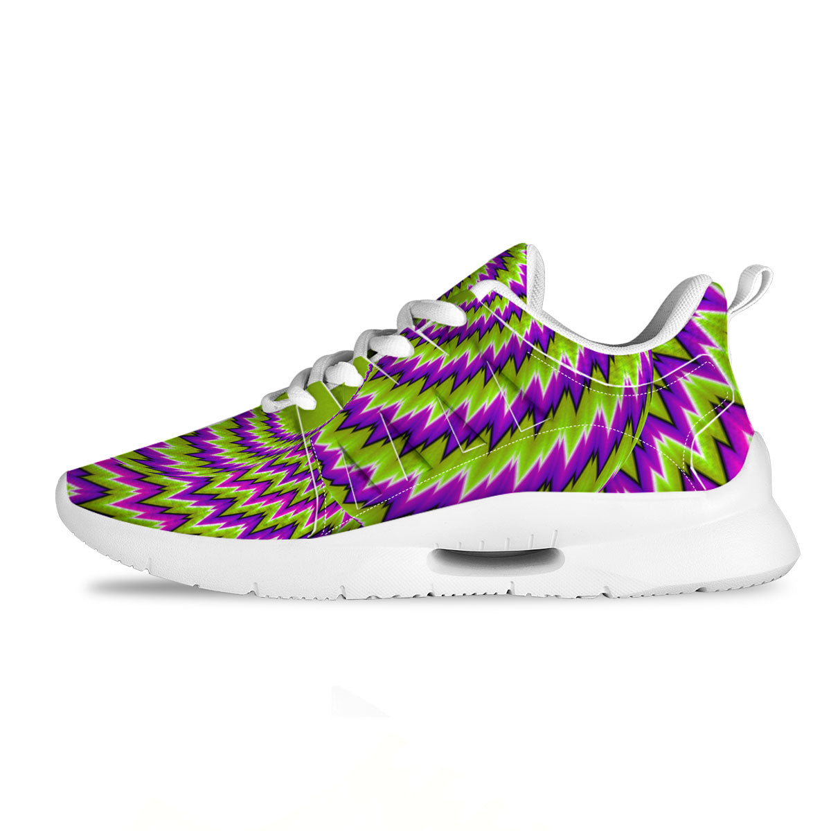 Moving Optical Illusion Green Vortex Tennis Shoes-grizzshop