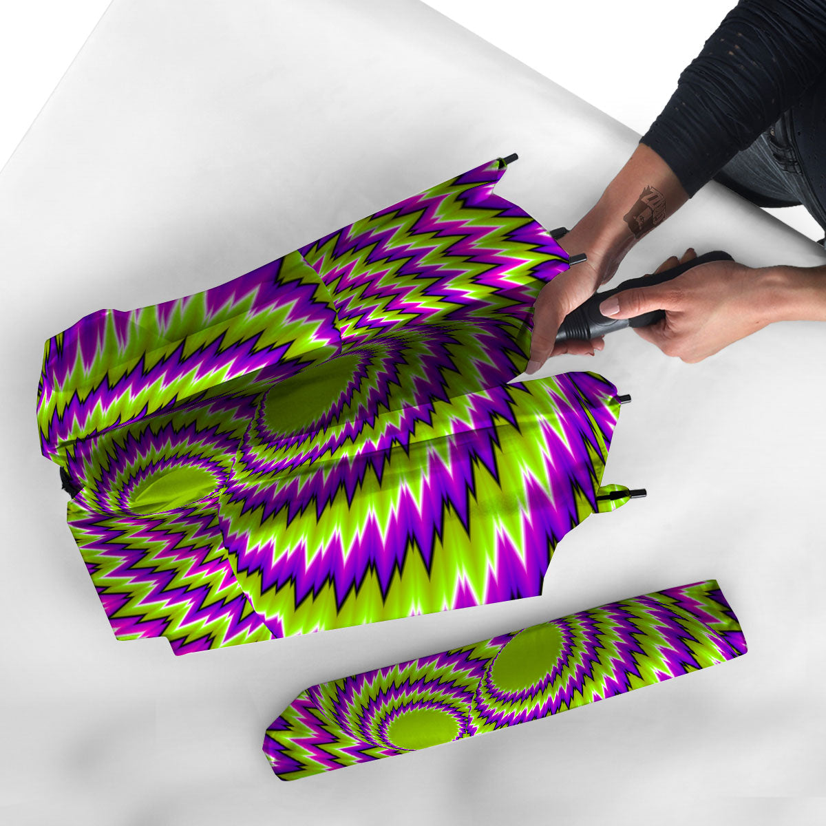 Moving Optical Illusion Green Vortex Umbrella-grizzshop