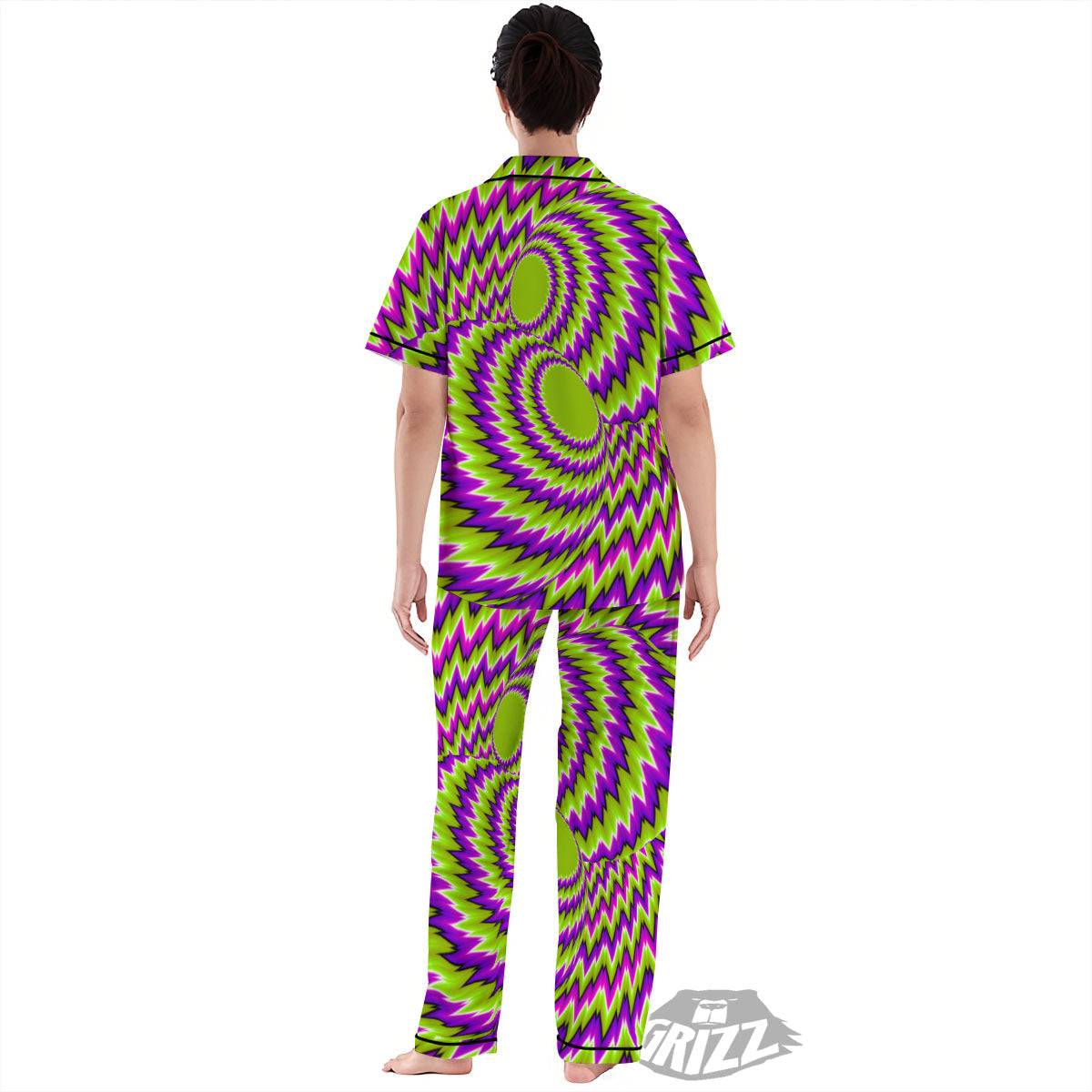 Moving Optical Illusion Green Vortex Women's Pajamas Set-grizzshop