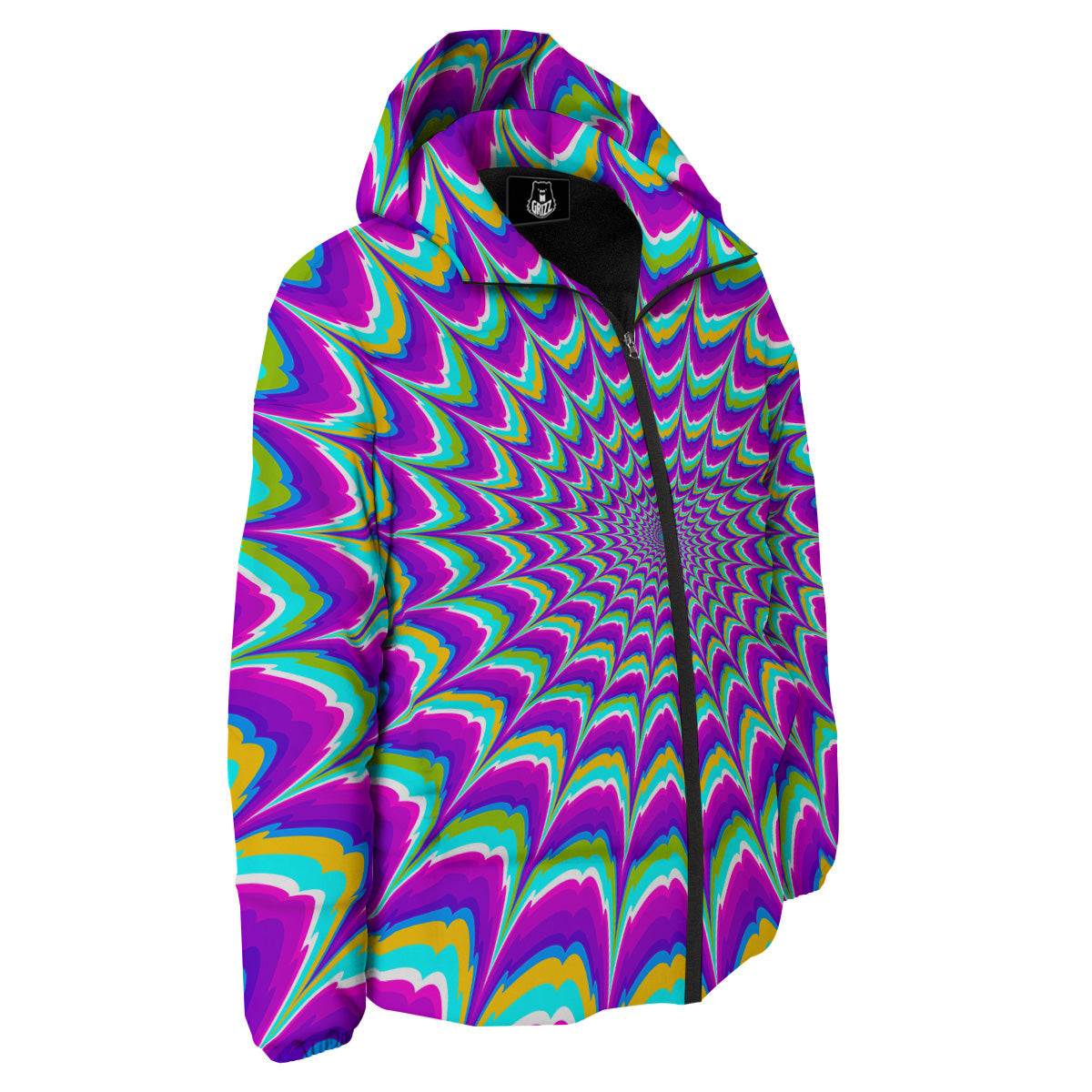Moving Optical Illusion Purple Dizzy Down Jacket-grizzshop