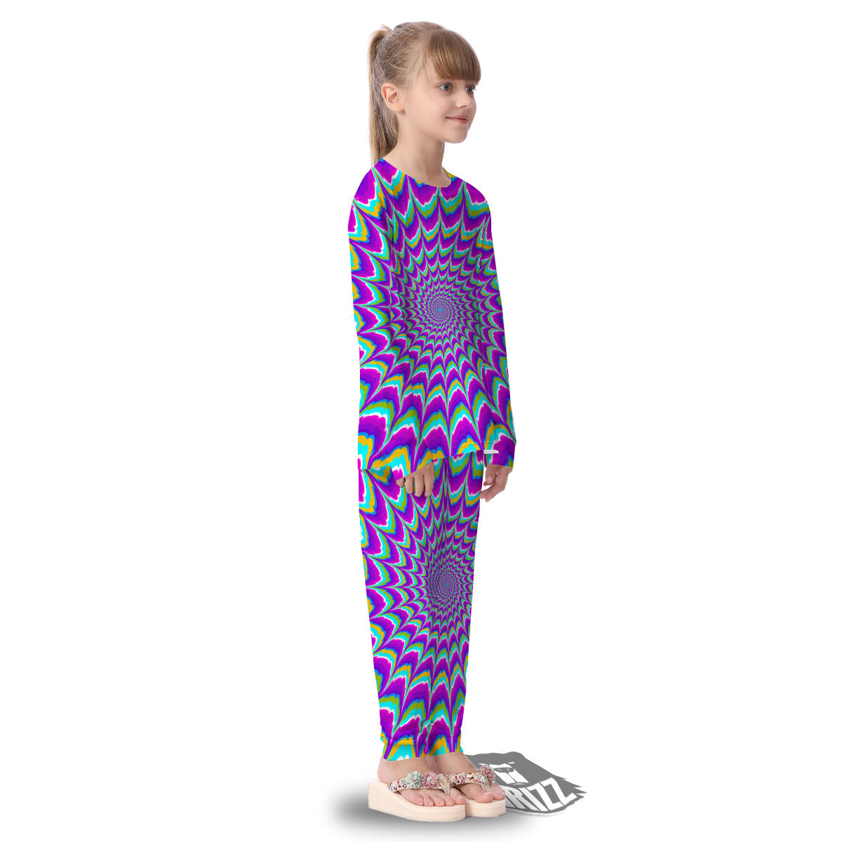 Moving Optical Illusion Purple Dizzy Kid's Pajamas-grizzshop